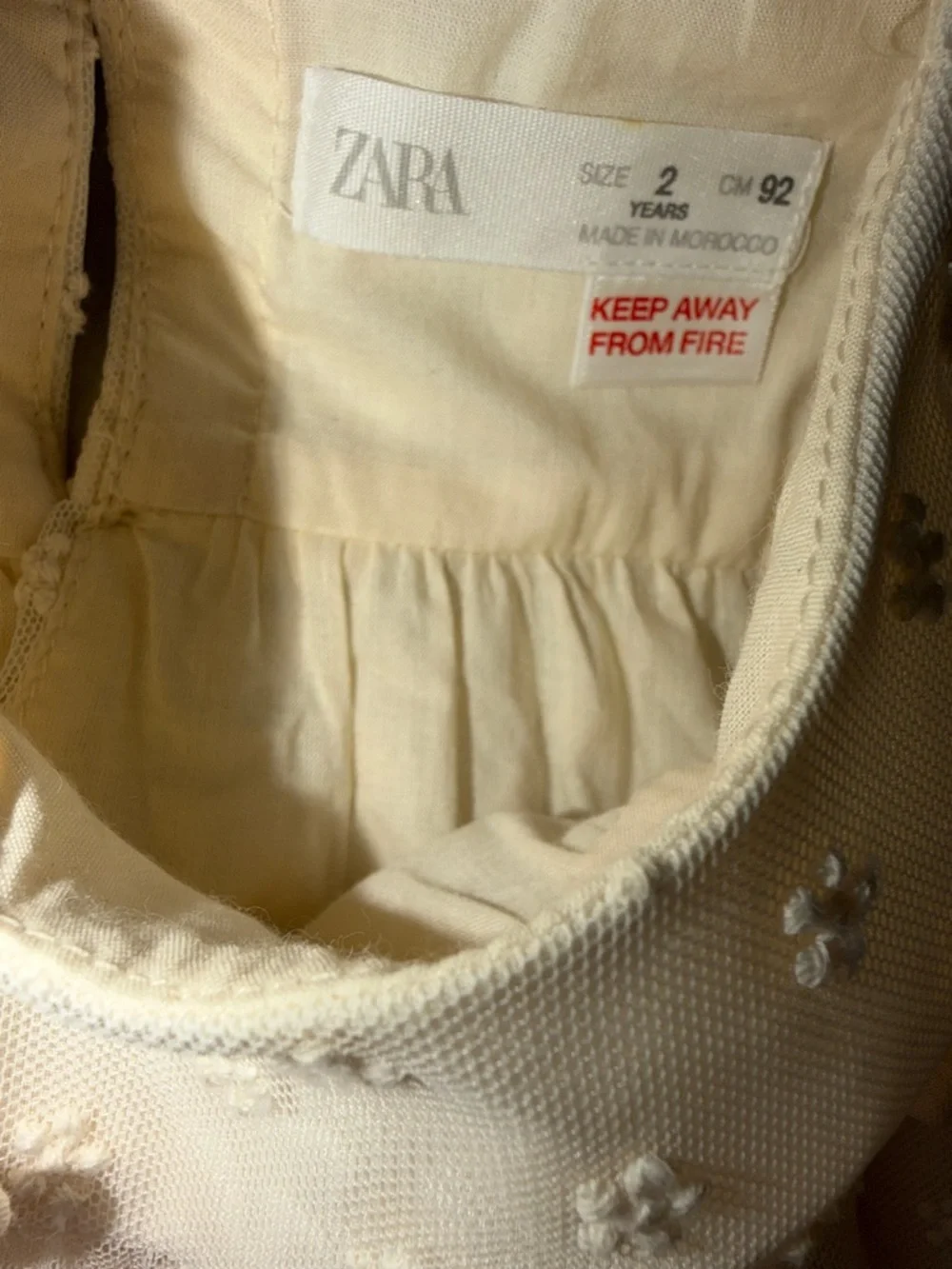 Zara Cream Floral Bow Lace Dress 2Y